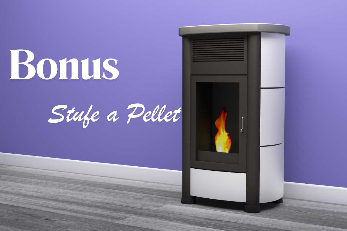 una stufa a pellet e scritta bonus stufe a pellet
