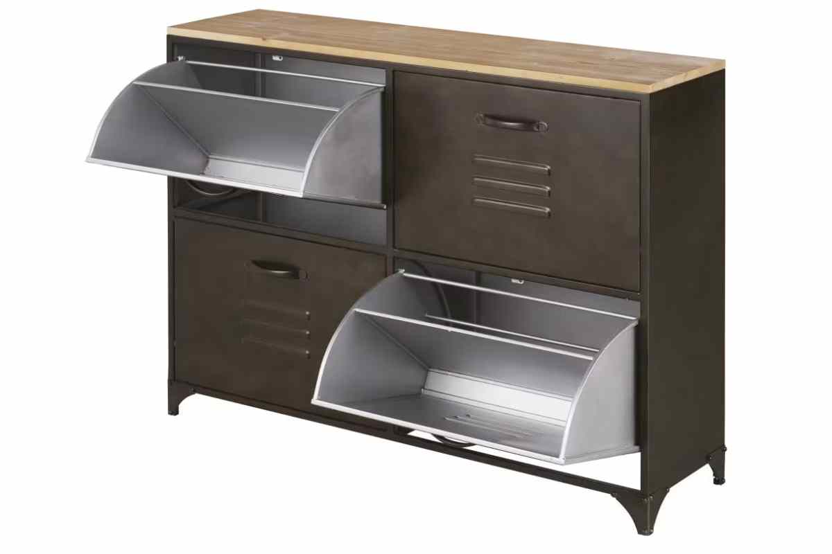 Scarpiera Wayne di tendenza in metallo e legno stile industriale Maisons du Monde