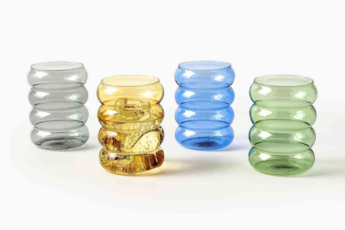 Bicchieri in vetro ma di design: questi sono in vetro soffiato e davvero spettacolari