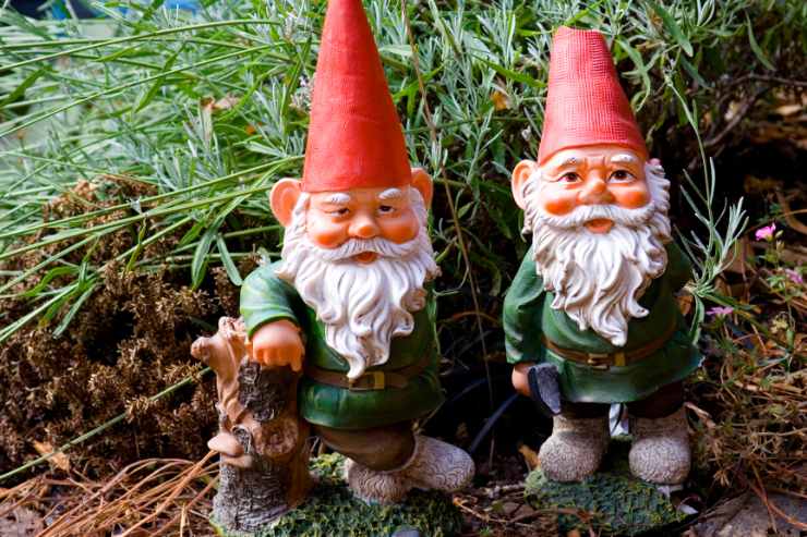 Figura Da Giardino Nano In Piedi, Pietra Artificiale, 46 Cm, Resistente Alle Intemperie, Fatto A Mano