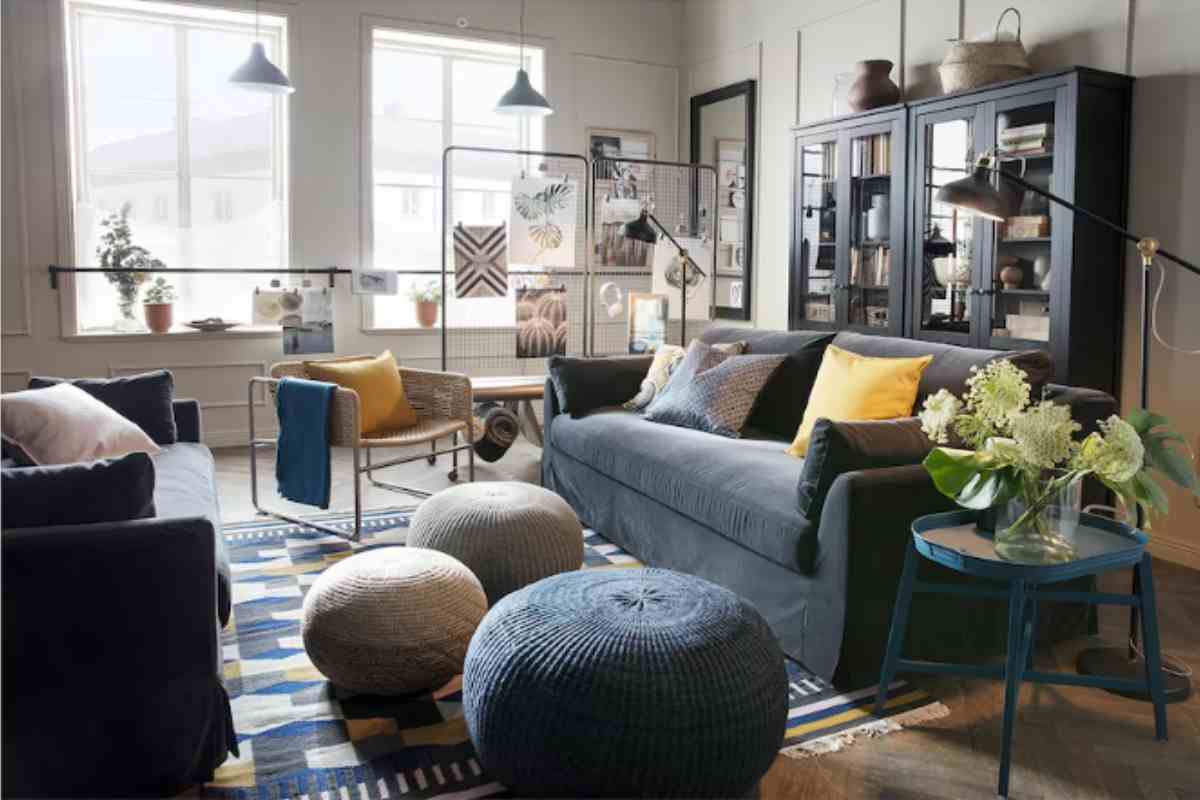Rendi il tuo salotto in uno stile Bohemien accogliente e armonioso grazie al pouf di Ikea