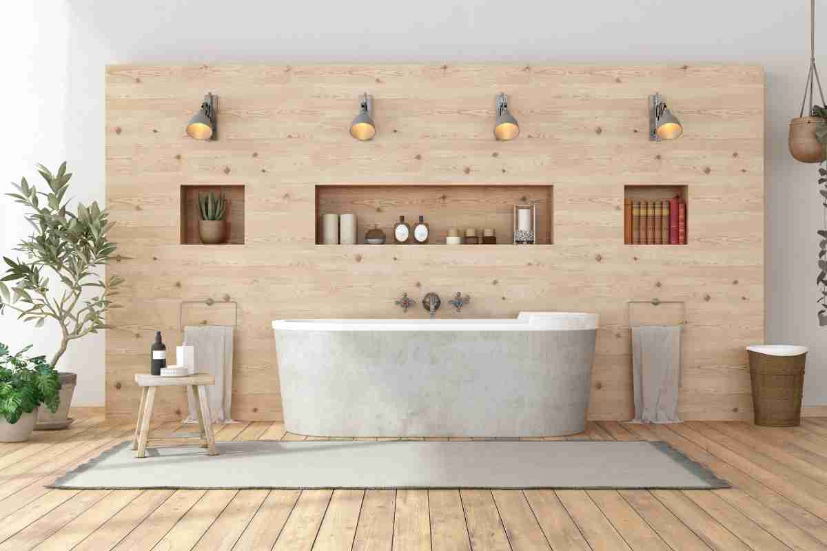 Bagno boho con diversi punti luce