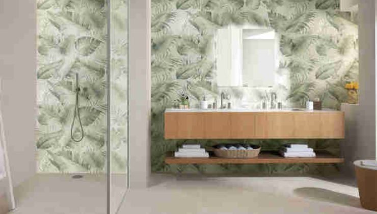 bagno con piastrelle Fap Ceramiche tropical jungle