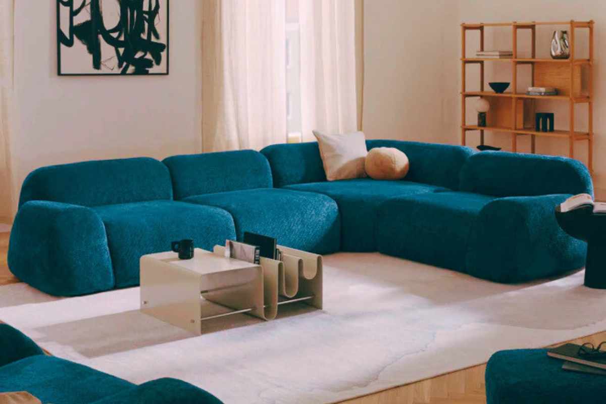 Divano angolare componibile 4 posti in teddy-bouclé Wolke Westwing Collection