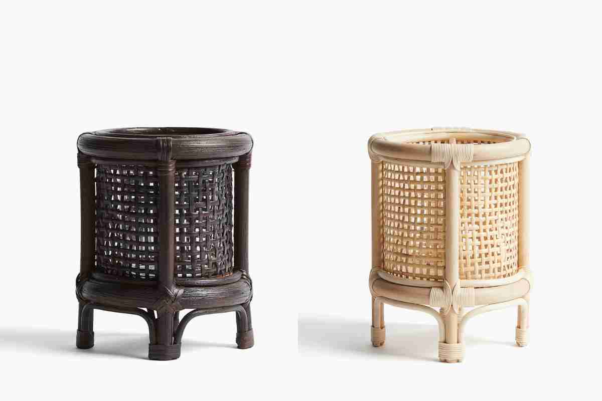 due portavasi in rattan H&M di colore marrone e beige
