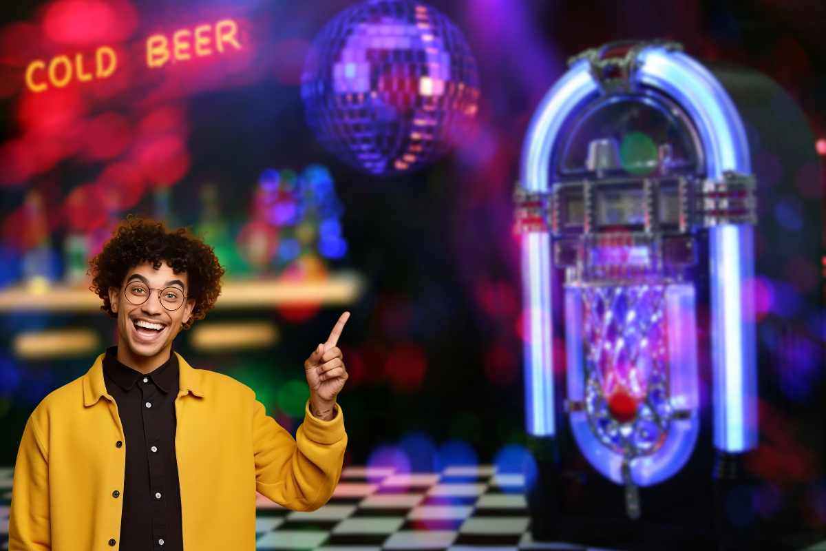 jubox luci discoteca persona che sorride