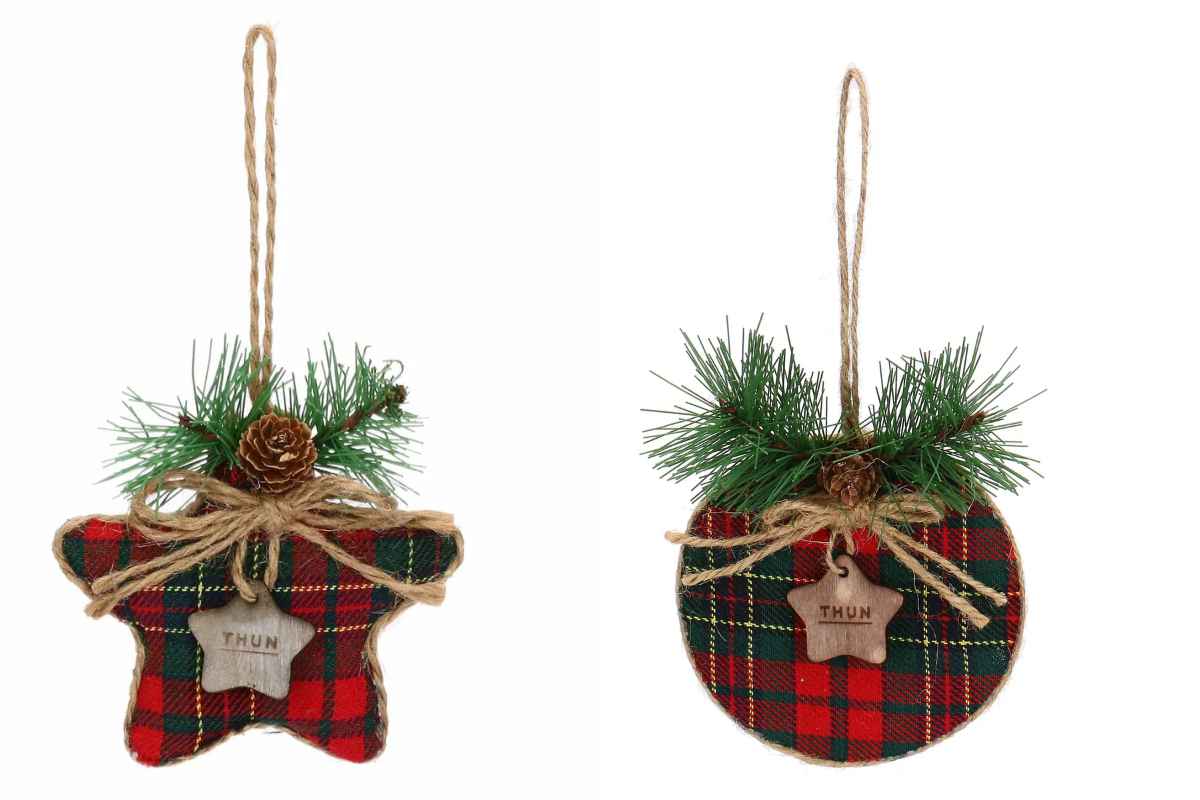 Addobbi natalizi da appendere in tessuto tartan Thun