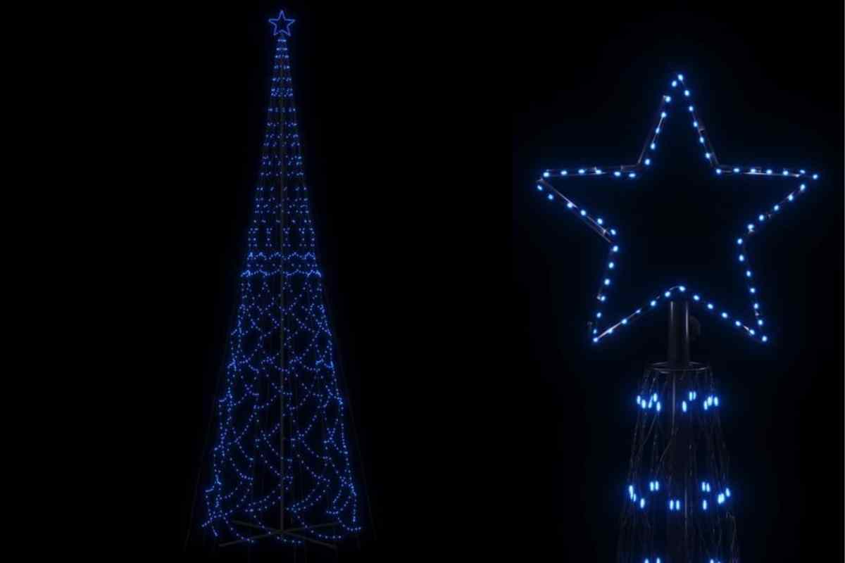 Albero di Natale a cono con luci LED blu per esterno vidaXL Leroy Merlin