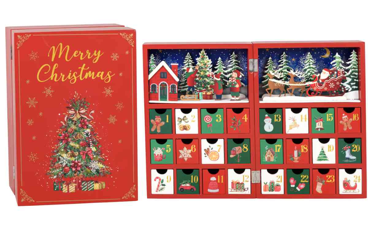 Calendario dell'Avvento in legno rosso Maisons du Monde