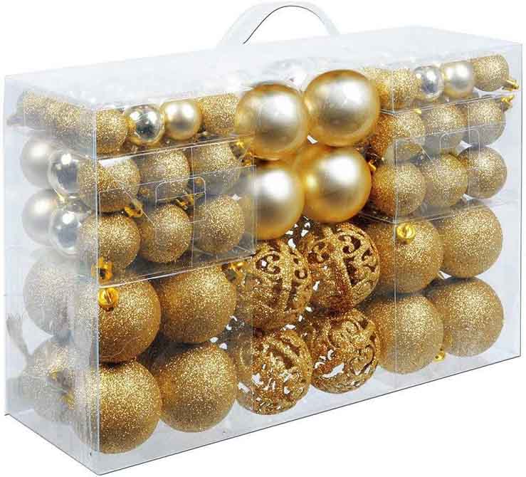 Set 30 Palline Di Natale Oro Rosa | Lucide, Opache E Glitter | Infrangibili In Plastica | Decorazioni Albero E Casa