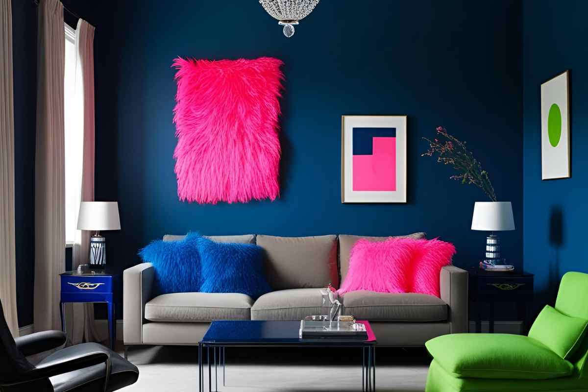 arredo toni verde acido blu elettrico e rosa fluo