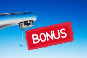 Rubinetto con goccia acqua e scritta bonus
