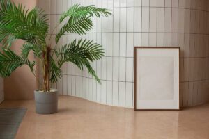 angolo in casa con pianta e quadro bianco