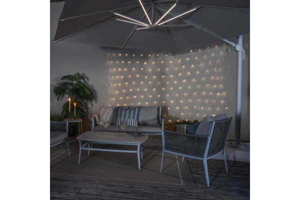 Ombrellone da giardino SONORA NATERIAL L Leroy Merlin con led sulle stecche