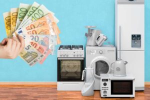 elettrodomestici banconote euro in mano