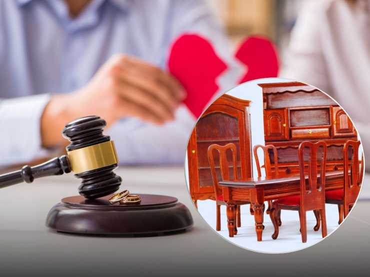 cuore spezzato, martelletto del giudice e mobili
