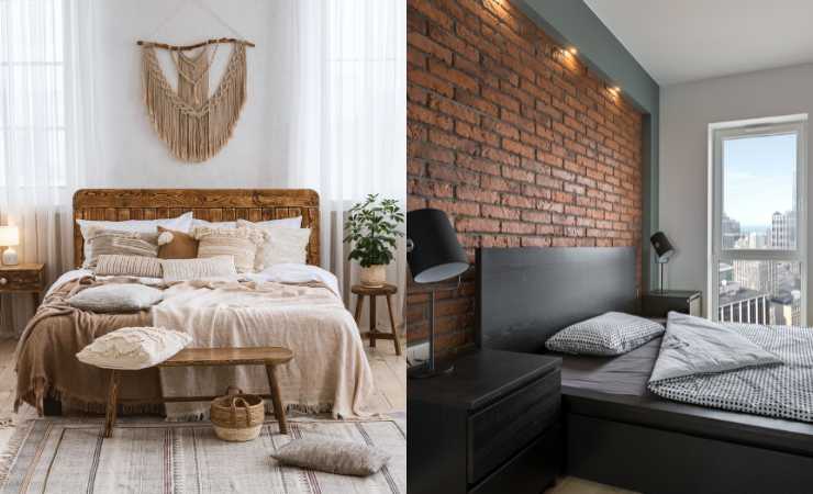 Due camere da letto, una stile boho e l'altra in stile industrial