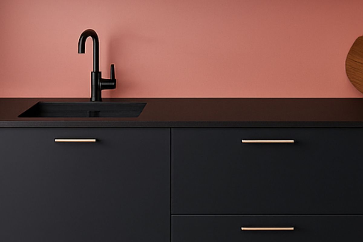 Cucina rosa e nera