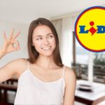 donna gesto ok su sfondo casa elegante e logo lidl