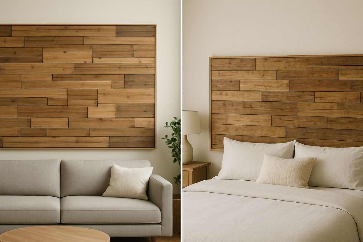 Parete legno salotto e camera da letto