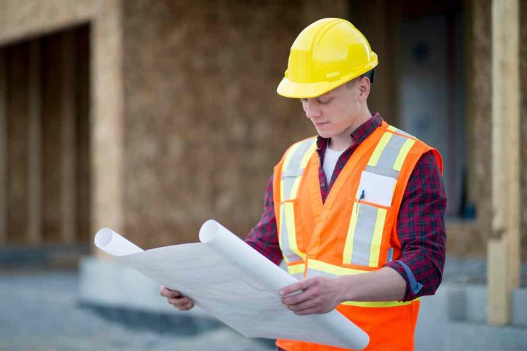Addetto hai lavori che guarda piantina