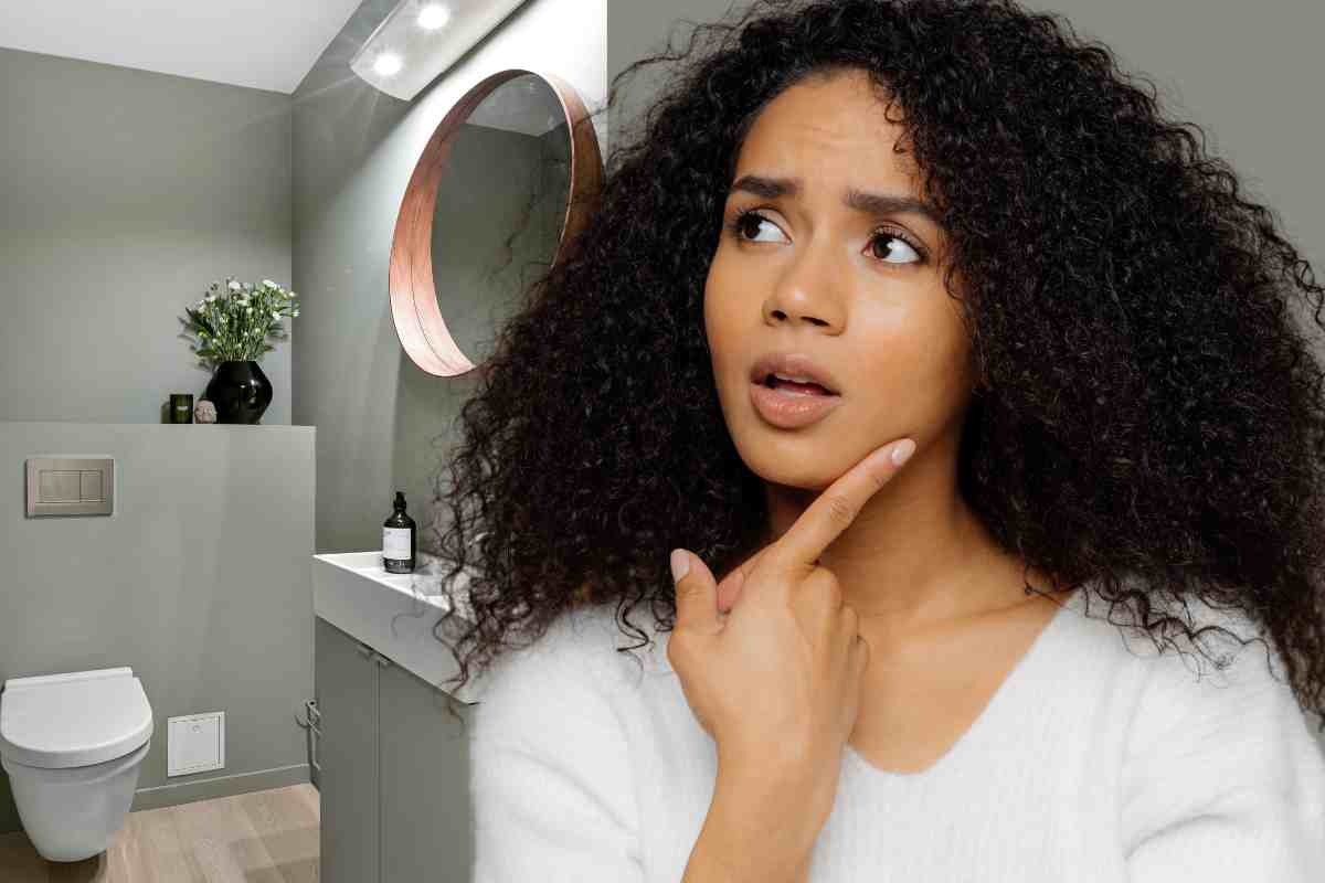 Donna pensierosa e bagno