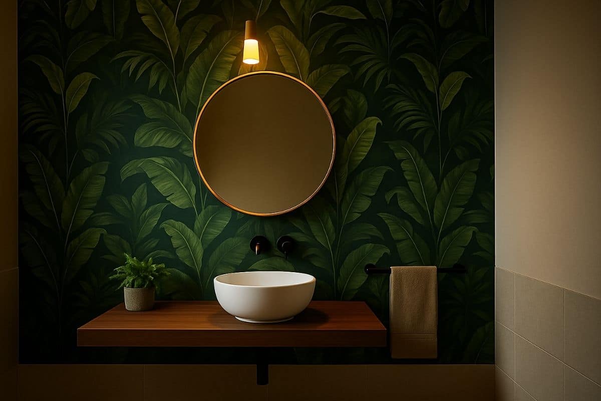 bagno con carta da parati