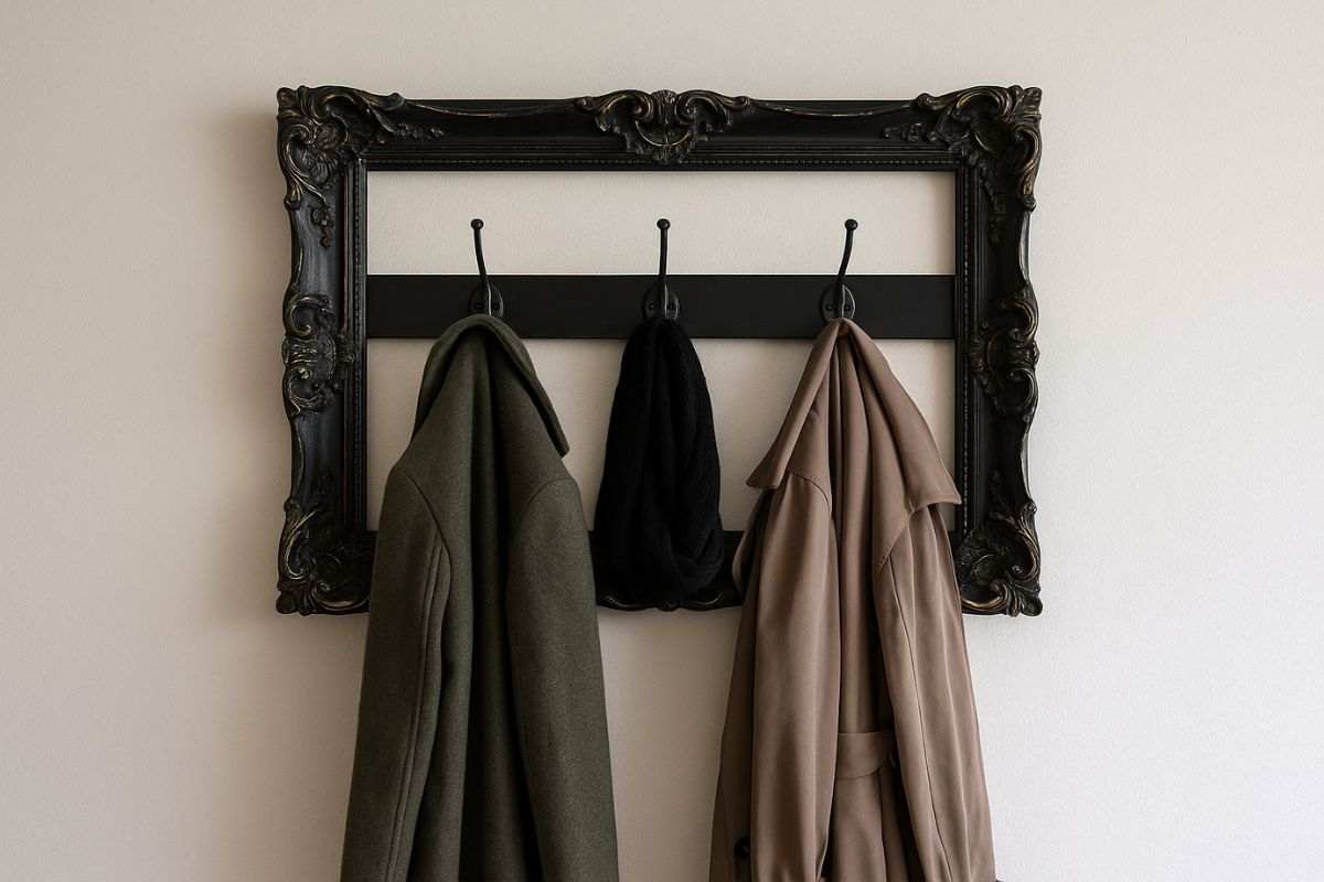 cornice nera con abiti