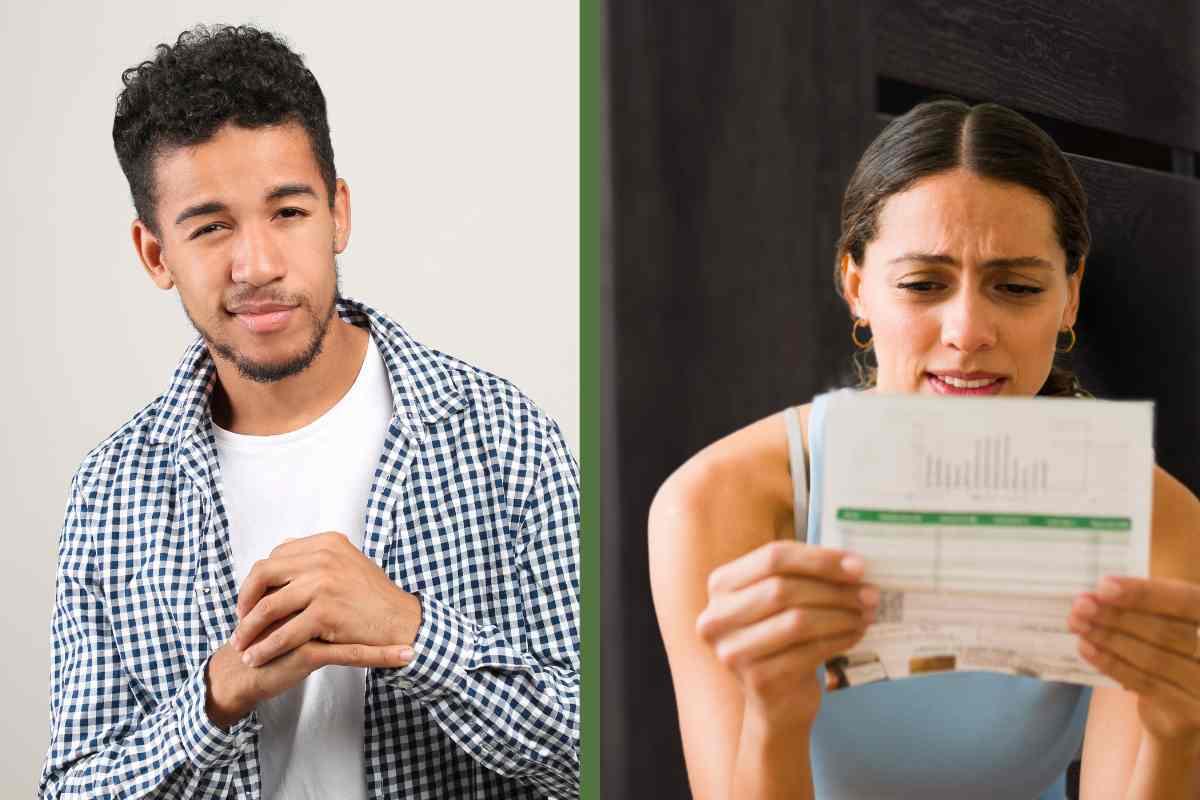 Uomo furbo e ragazza preoccupata