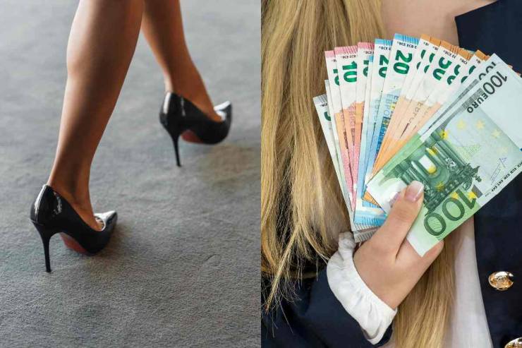 tacchi donna e mano con euro