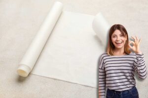 Donna fa ok con la mano, dietro di lei rotolo carta forno