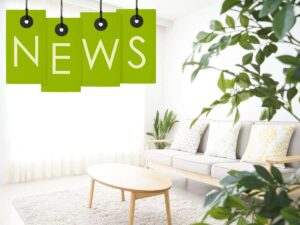 sfondo salotto luminoso e scritta NEWS