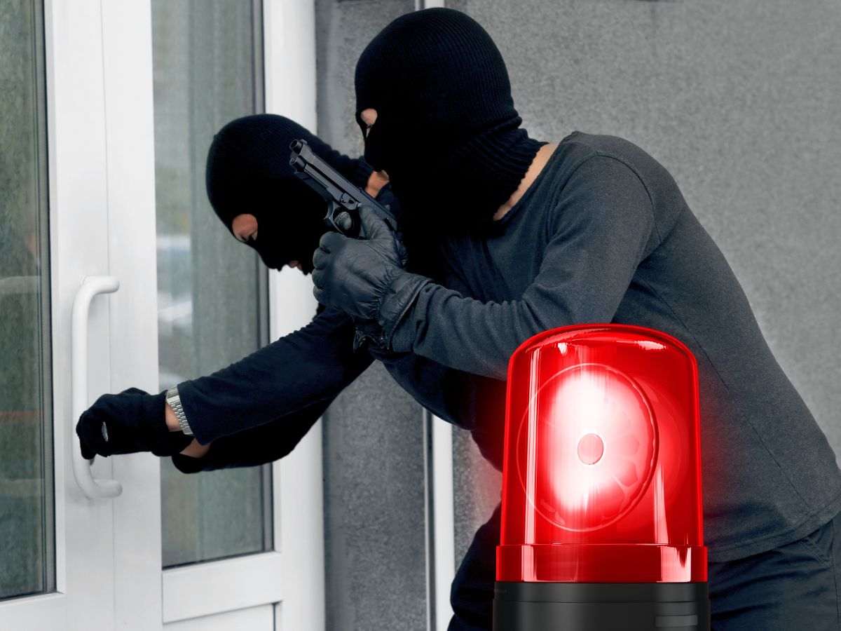 ladri entrano da finestre e luce di allarme