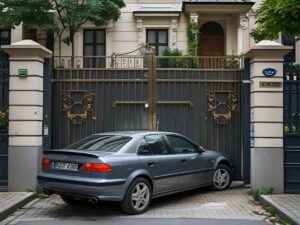 macchina parcheggiata davanti a cancello