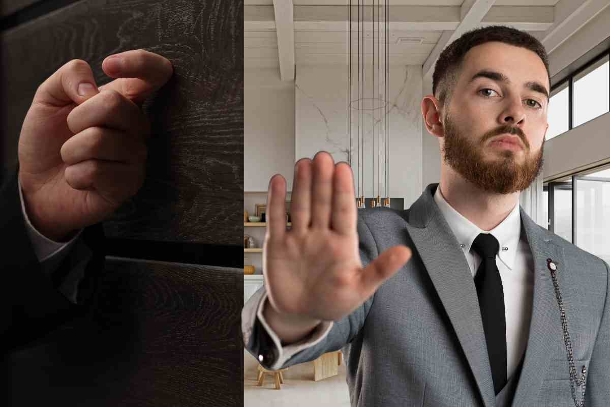 Uomo con mano avanti