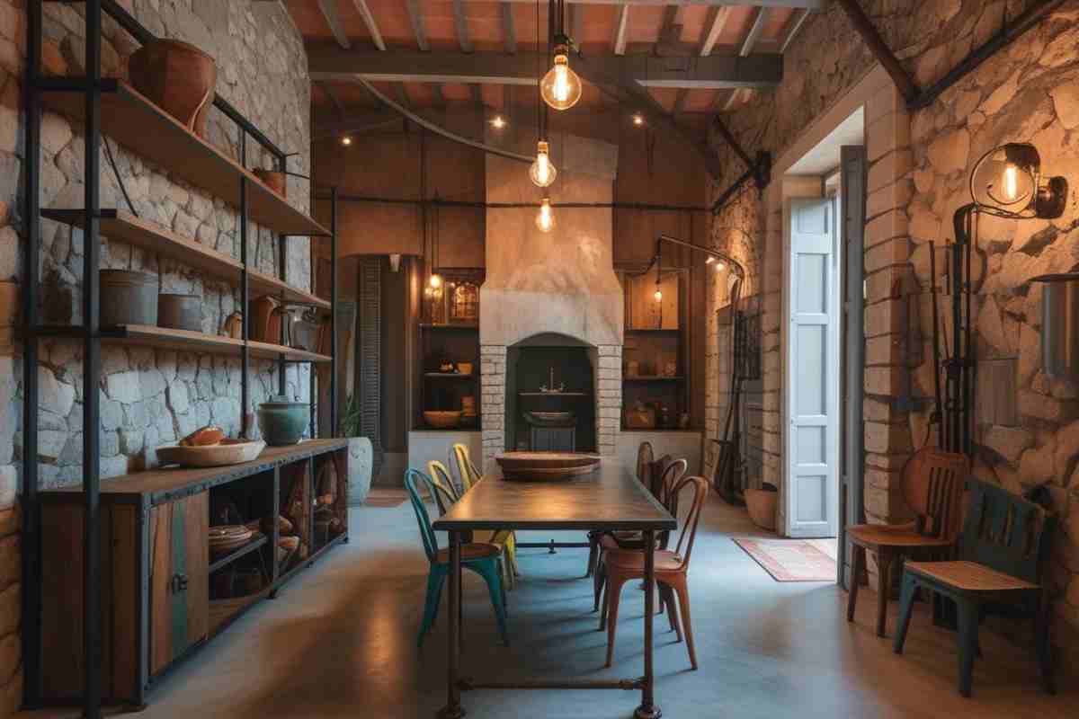 masseria pugliese arredata in stile industriale