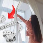 sfondo donna apre tende e freccia rossa che indica metro