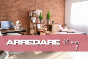monolocale con scritte in primo piano