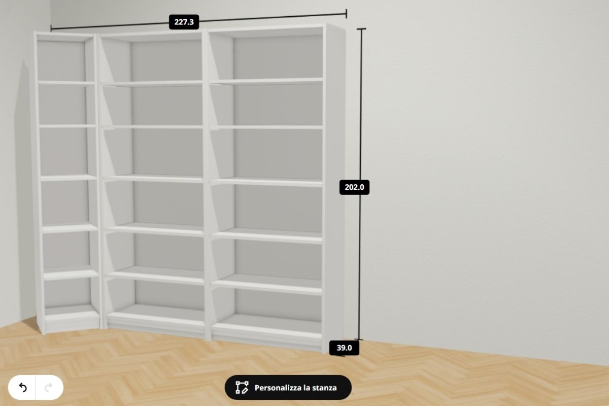 Planner per progettare librerie Billy Ikea