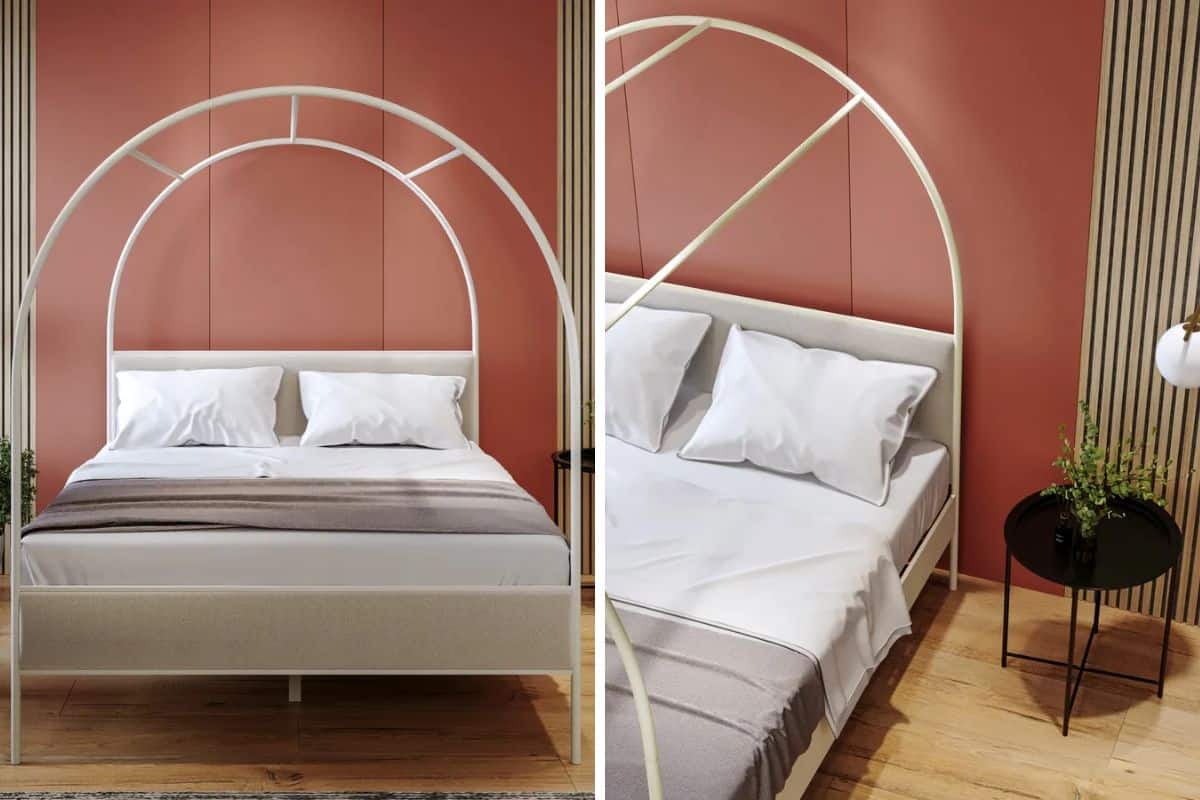 letto a baldacchino bianco