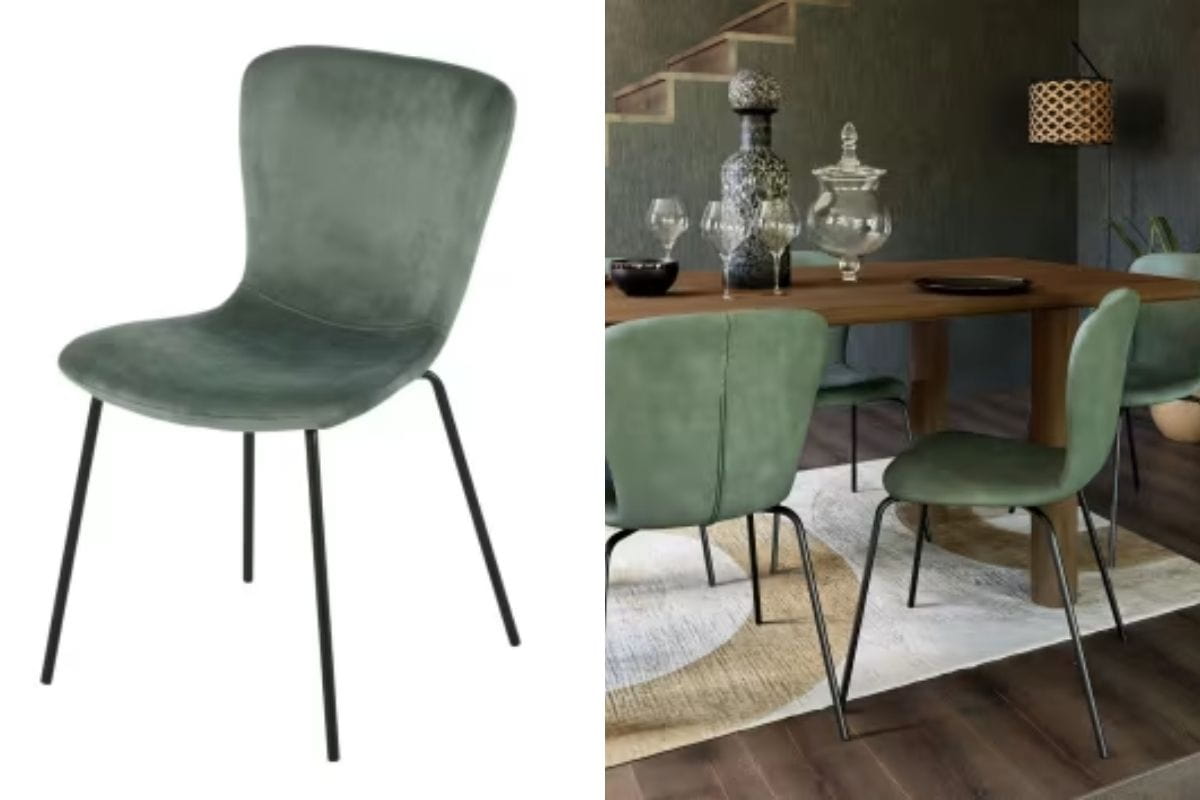 Mira Sedia in velluto blu celadon