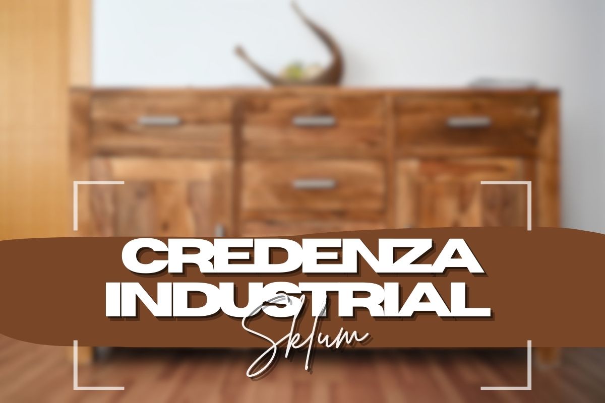 credenza sfocata e scritte in primo piamo