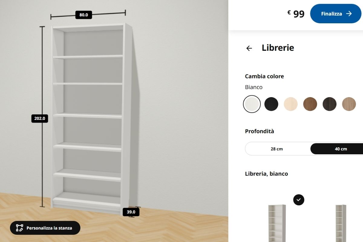 Planner per progettare librerie Billy Ikea