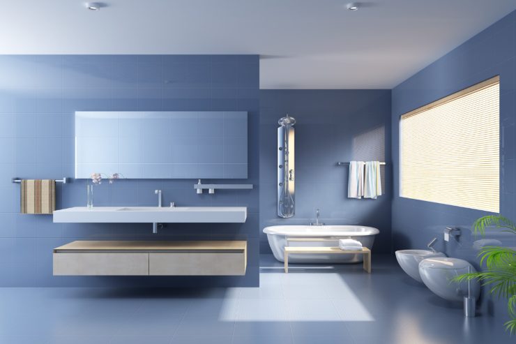 bagno moderno con lavandino sospeso