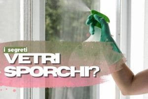 Spray e vetri con scritta vetri sporchi