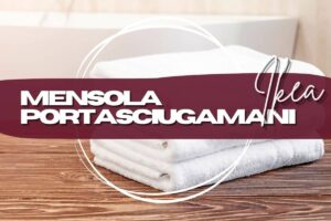asciugamani sullo sfondo e scritte in primo piano