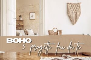 camera in stile boho e scritte in primo piano
