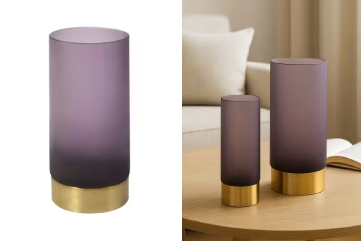 Vaso viola in vetro soffiato