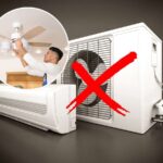 sfondo condizionatore con x rossa e tondo che lo installa