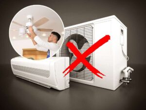 sfondo condizionatore con x rossa e tondo che lo installa